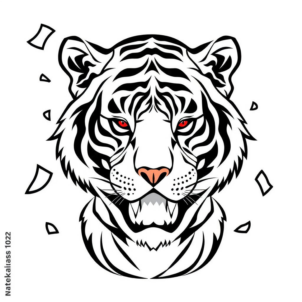 Coloring card: cute tiger