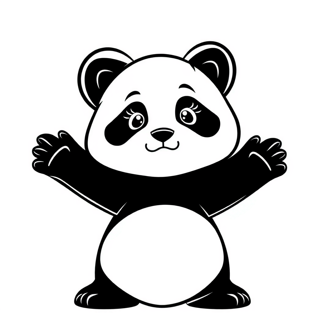 Coloring card: cute panda, front view