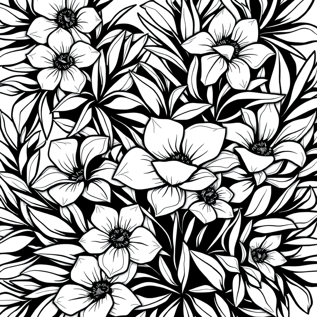 Coloring card: a lot of flowers